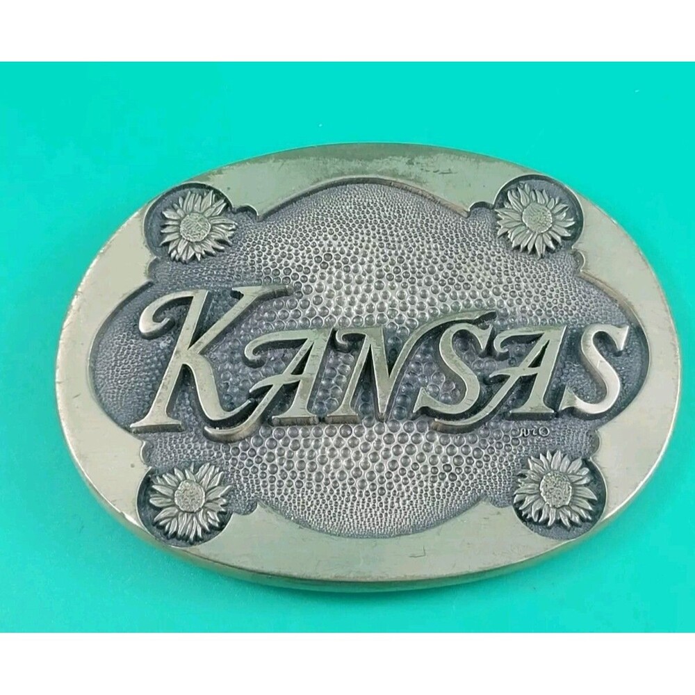KANSAS Belt Buckle First Edition Award Design Medals ADM Brass Vintage Sunflower